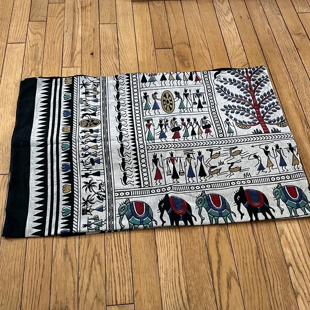 Black and grey tapestry